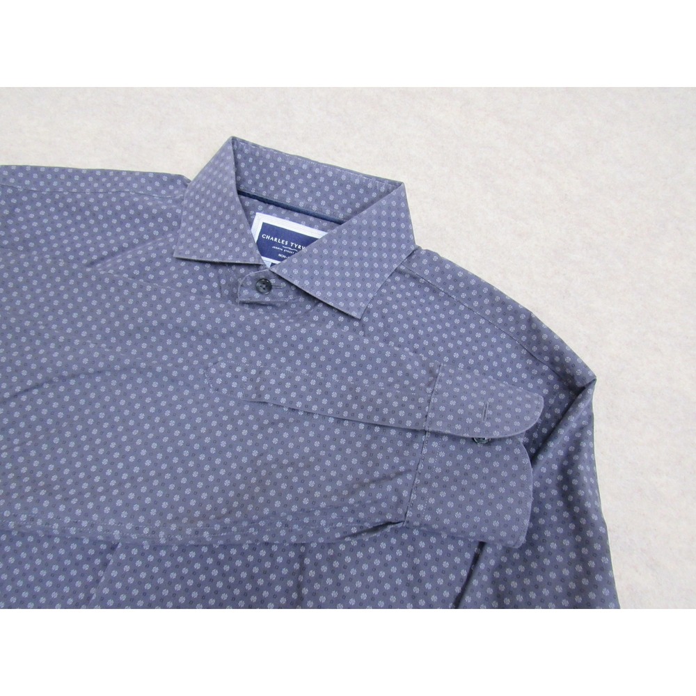 Charles Tyrwhitt Mens Slim Fit Non-Iron Cotton Shirt Gray Medallion Large